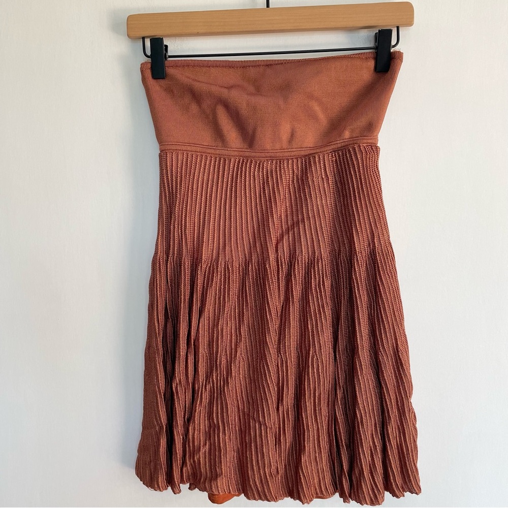 Vix Paula Hermanny Tube Top Camel Brown Sleeveless Flowy Shirt Resort Summer S P